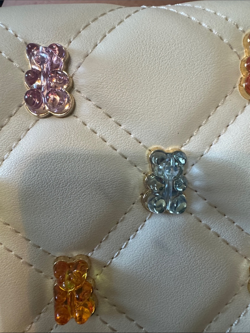 Betsey Johnson White Quilted Crossbody with Multicolor Gummy Bear Charms - Picture 7 of 7